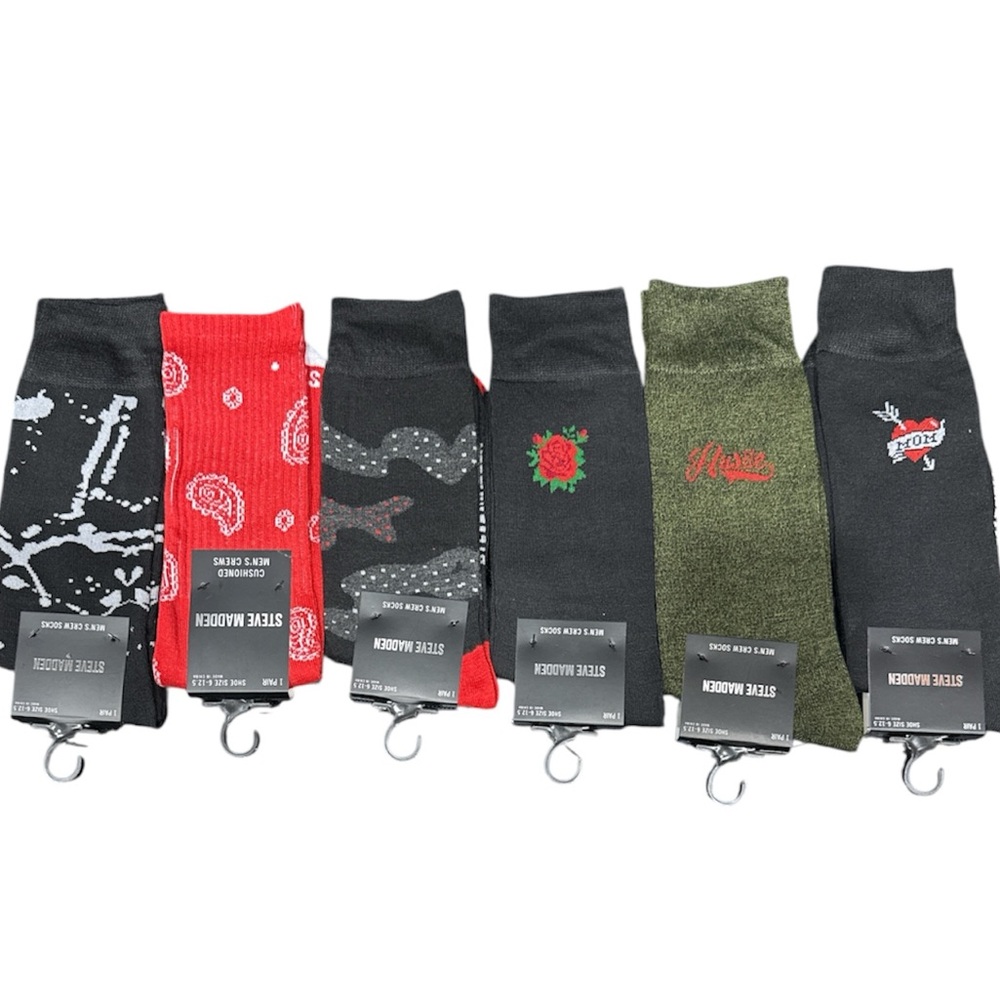 NWT Steve Madden 6 pair crew socks‎ size 6-12.5